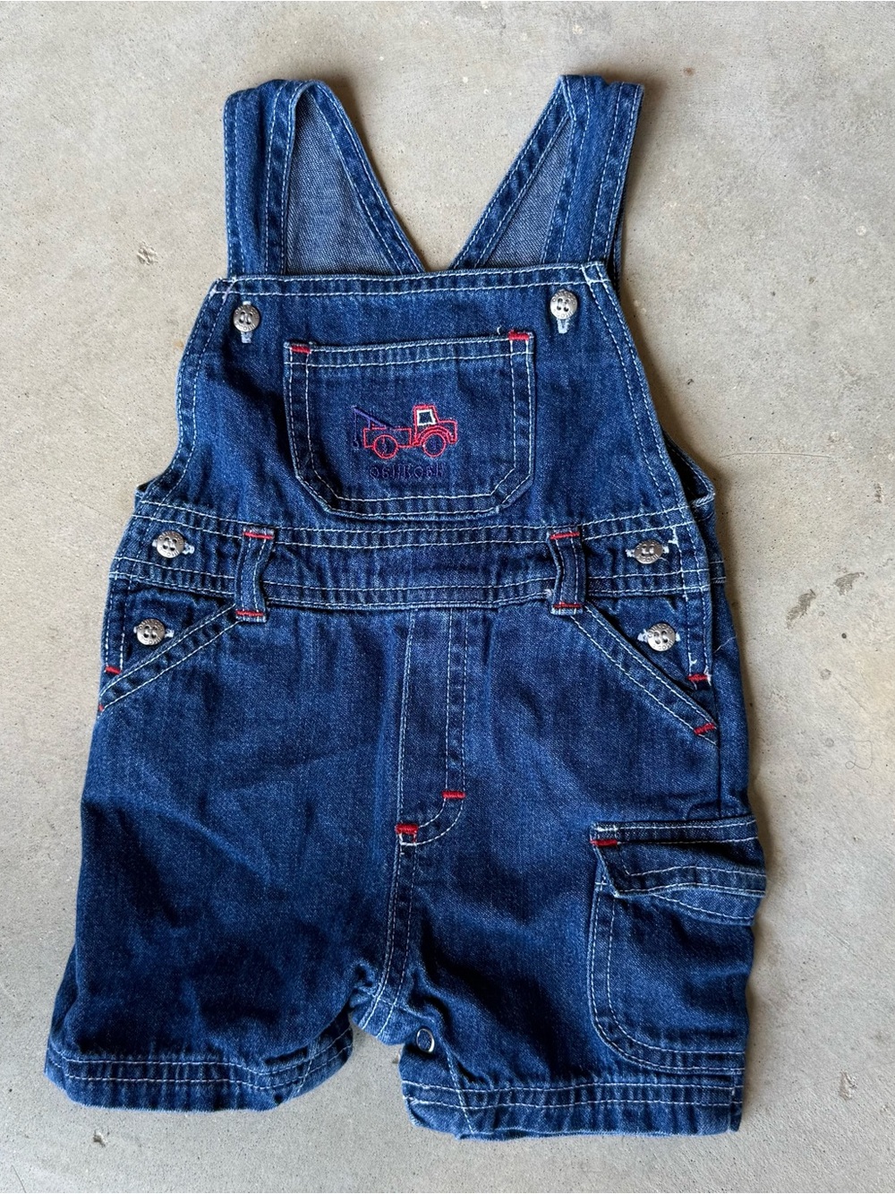 OshKosh B'Gosh Baby Boy Denim Overalls 3 - 6 Months Embroidered Truck